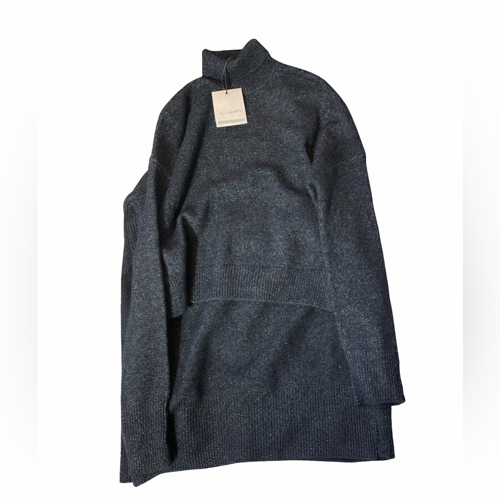 All Saints Shimmering Black Knit Sweater/Sweater Dress